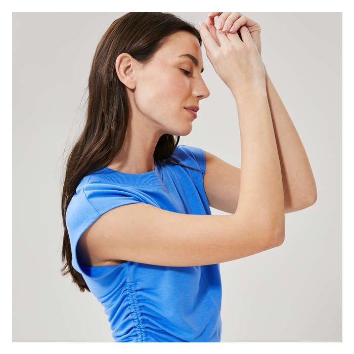 Aux Femmes T-shirt sport à fronces latérales - Bleu Pâle